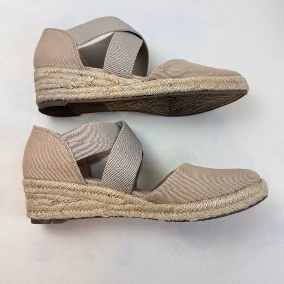 Lifestride 2.0 Keaton Tan Wedge Espadrilles 8M Slip On Comfy Elastic Straps - Picture 12 of 16